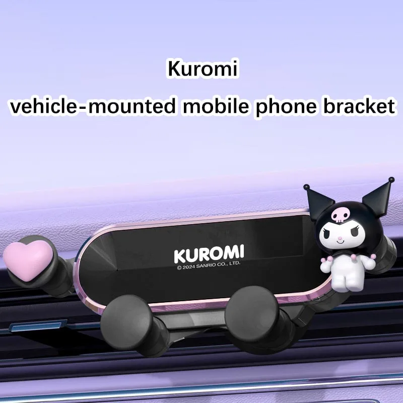 

Kawaii Kuromi Car Phone Stand with Strong Clip Design 360 Rotation Support Air Vent Mount Universal Adjustable Smartphone Stand