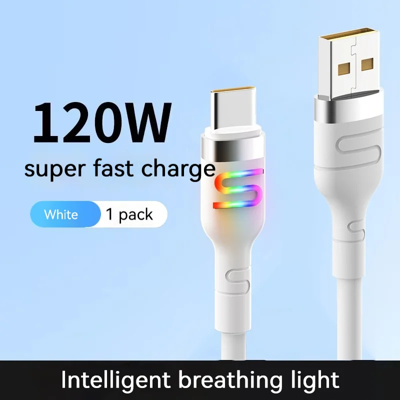 Type-C Data Cable Fast Charging with LED Light Flash Charging 5A Universal for Huawei Samsung Xiaomi Mobile Phone Charging Cable