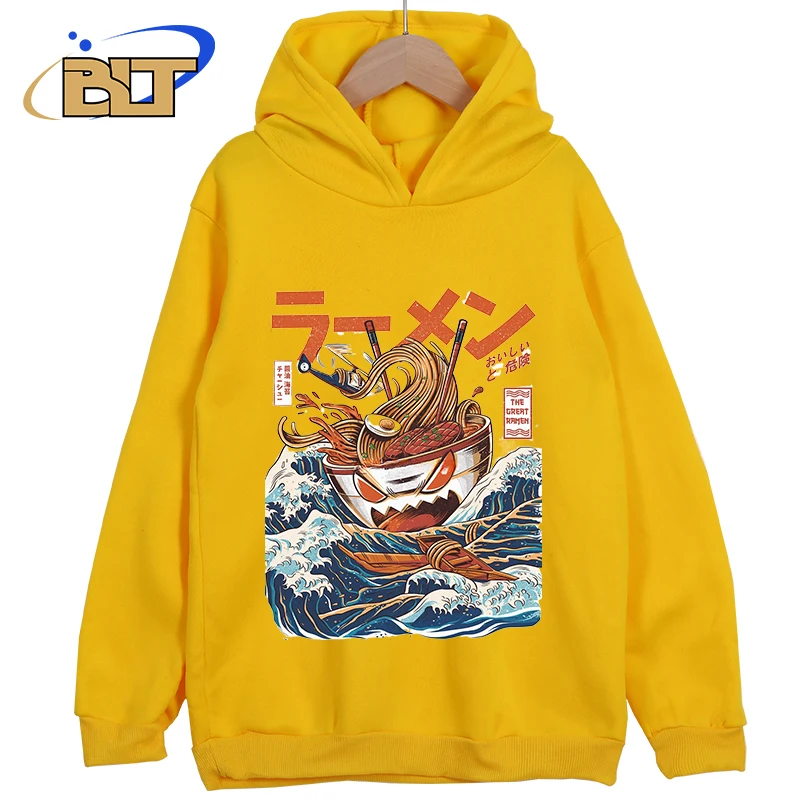 The Great Ramen off Kanagawa Printed Children's Clothing Classic Sportswear Children's New Hoodie Suitable for Boys and Girls