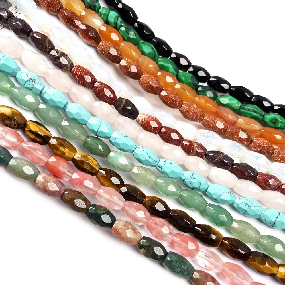 Natural Stone Faceted Beaded Column agate Gemstone Loose Isolation Beads for Jewelry Making DIY Necklace Bracelet Accessories