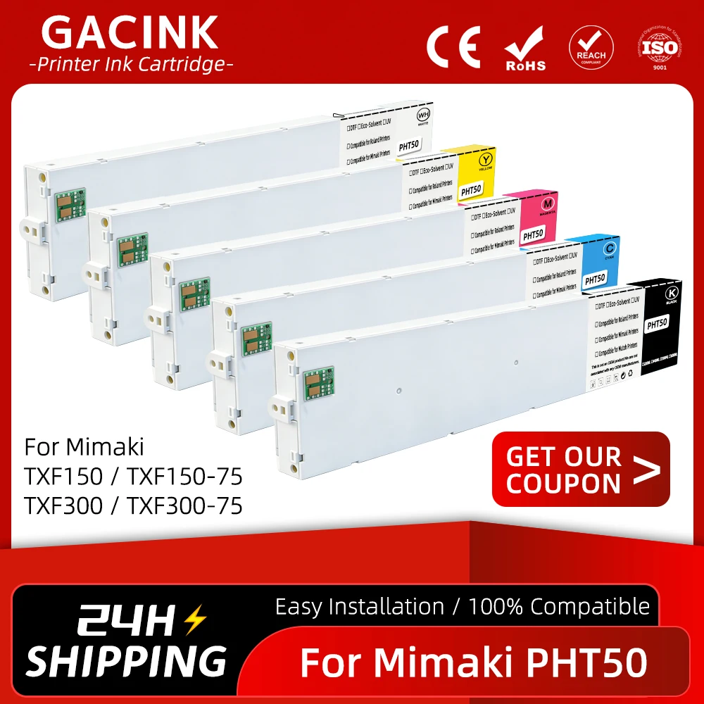 

For Mimaki PHT50 PHT-50 Compatible DTF Ink Cartridge With Smart Chips For Mimaki TXF150 TXF150-75 TXF300 TXF300-75 Printer