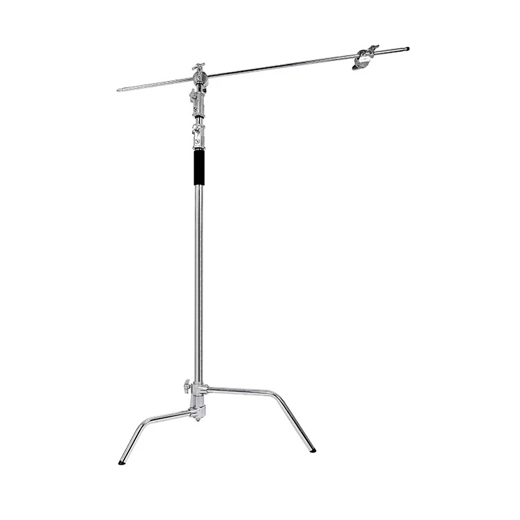 40 inch Stainless Steel C Light Stand  Heavy Duty with crossbar and 1/4-inch to 3/8-inch Universal Adapter for Studio Softbox