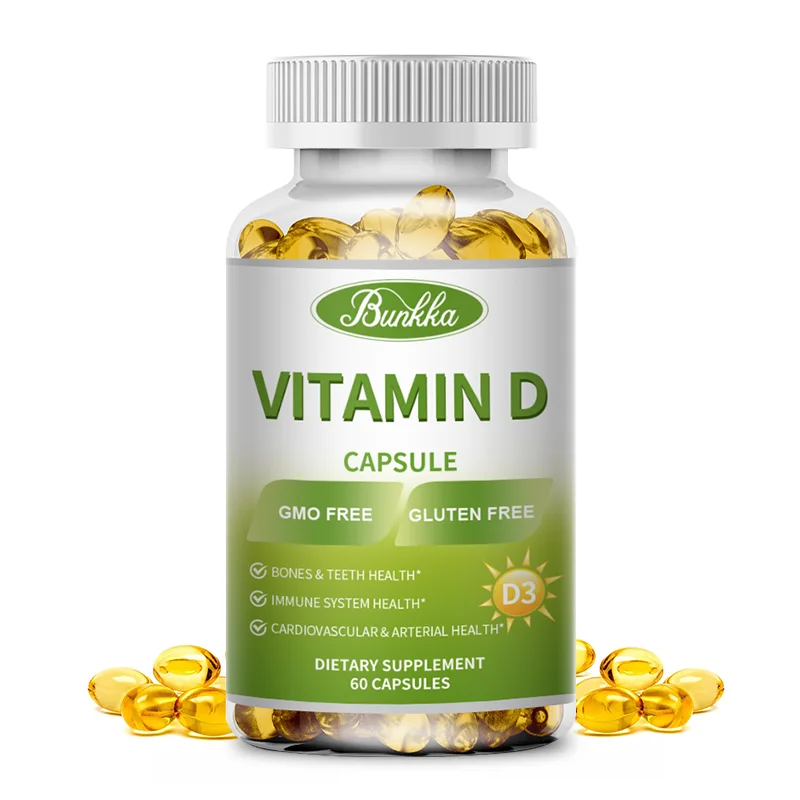 BUNKKA Vitamin D3 Capsules 125mcg Boost Calcium Absorption Sunshine Vitamin Help Bone Teeth and Arterial Health Muscle Function