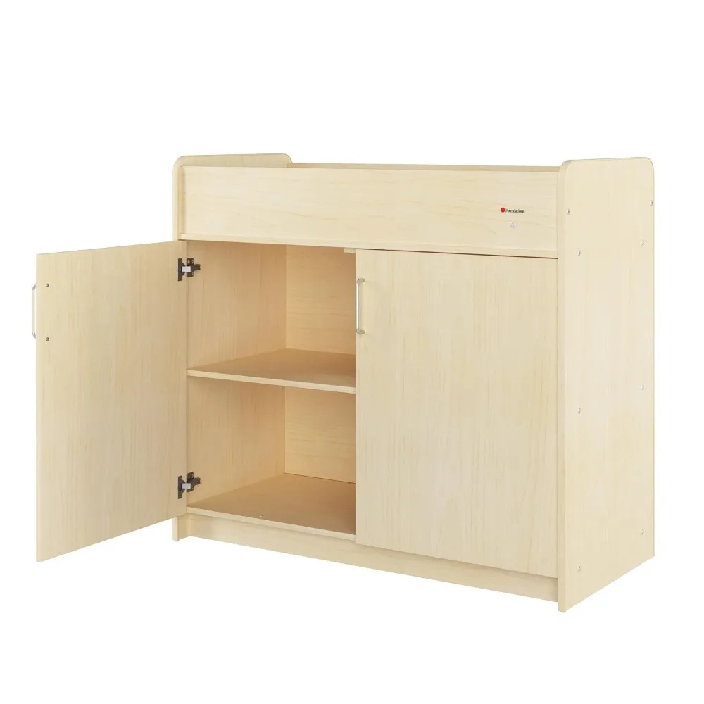 

"Durable Wood Changing Table Cabinet with Storage and Built-in Shelves from Foundations SafeSwing Daycare, Formerly SafetyCraft"