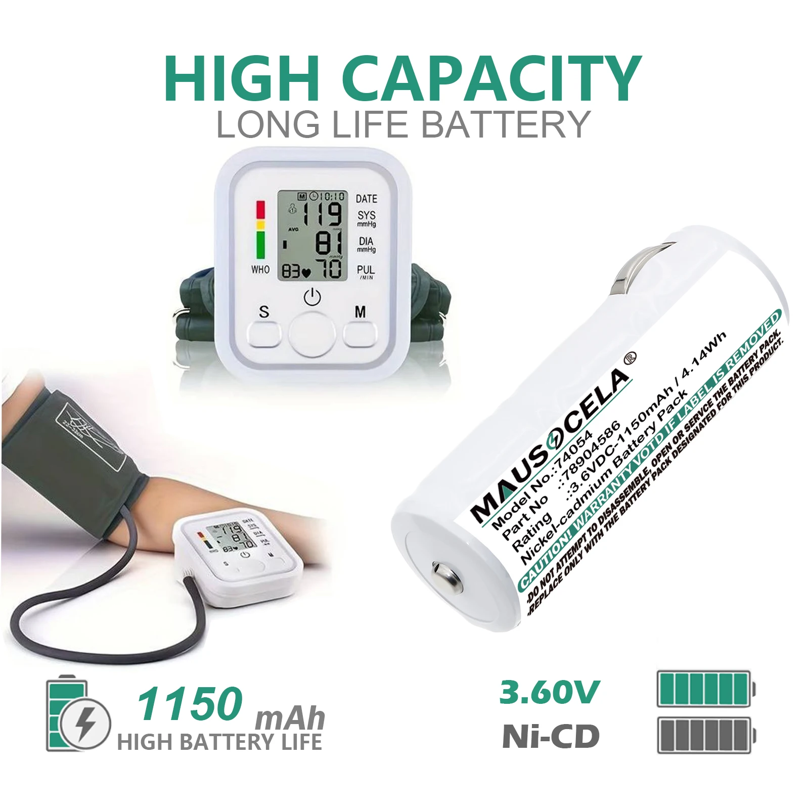 

1150mAh Battery For Welch-Allyn:18200,74054,WA-72200,Otoscope 20000,71000,72200,78904586,11720,11730,18100,20000,21700,71000