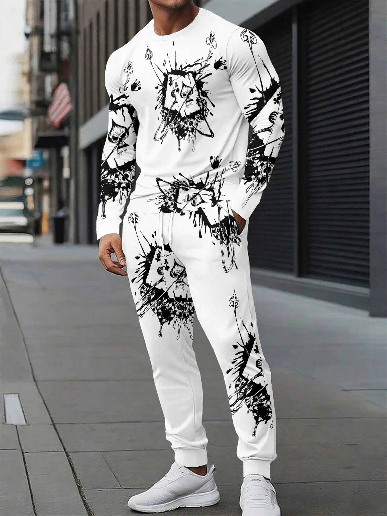 

Hot Autumn and Winter Men's Casual Hoodie Set Fashionable Simple Color Matching Printing Sports Trend Comfortable Warm Suit