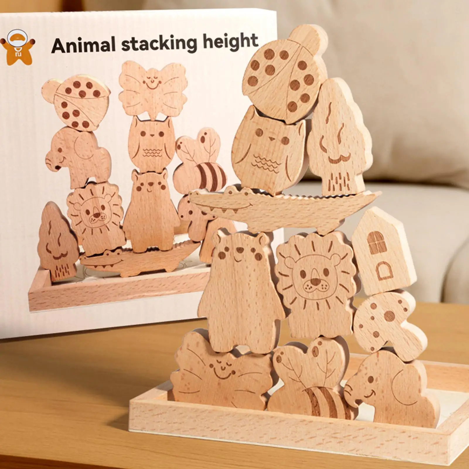 Practical Wood Tumbling Tower Animal Game for Party Games Outdoor Games for Adults and Family Fun Stacking Block Games