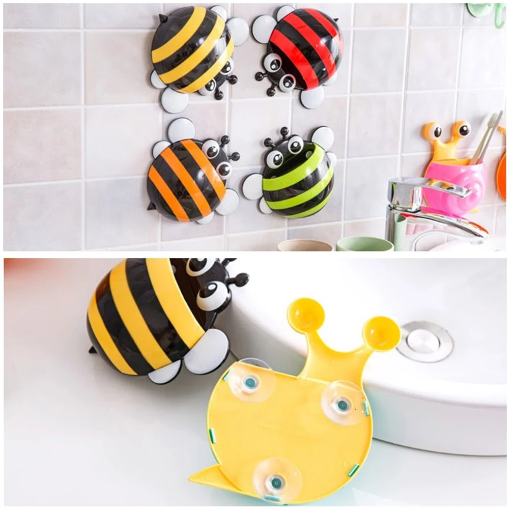 

4 Pcs Toothbrush Holder Suction Cup Bathroom Organizer Toothpaste Container Sucker Child