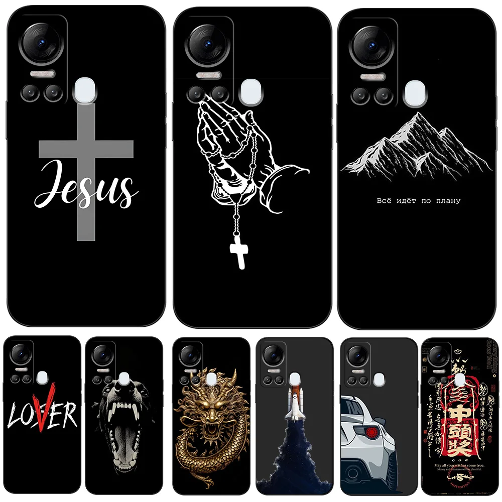 Case For ITEL VISION 5 S18 Silicon Phone Back Cover black tpu case simple pattern jesus cross