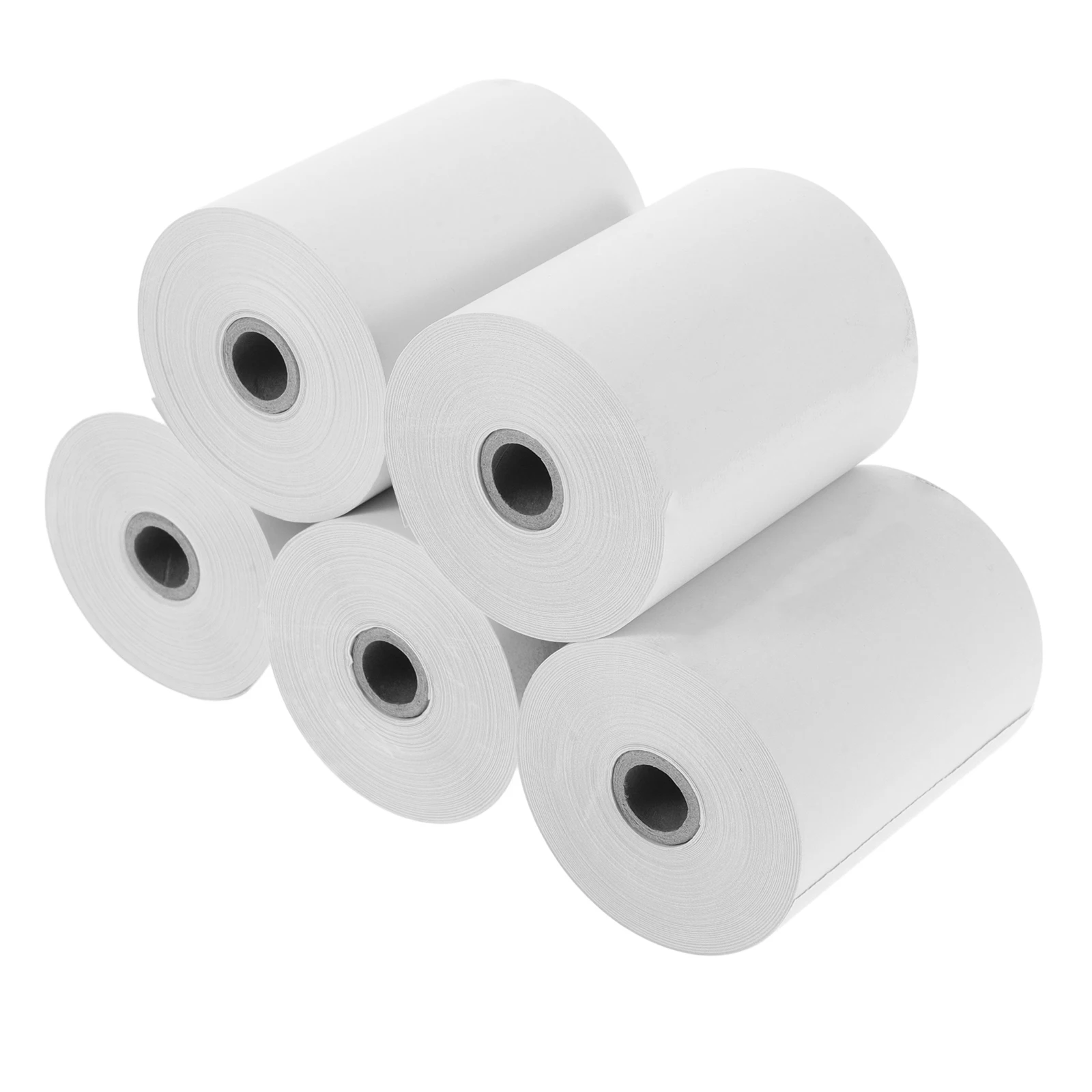 

5 Rolls White Printable Thermal Paper Receipt Printer Round Copy Heat Transfer Office Shops Photo Paper Products