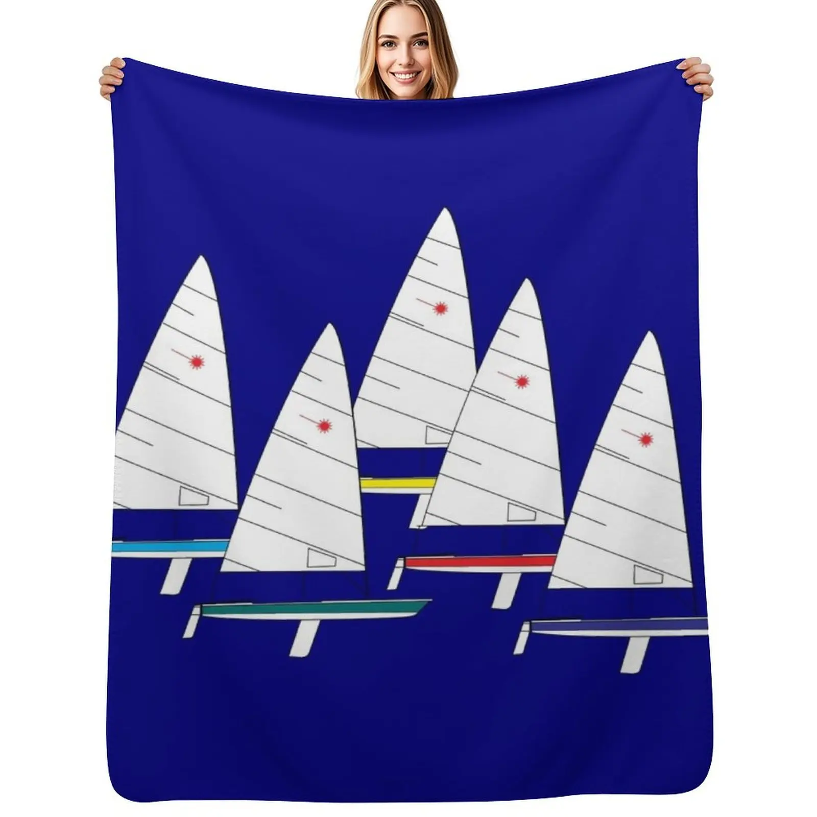 Laser Sailboats Racing Throw Blanket Winter beds blankets and throws heavy to sleep Retros Decorative Sofa Plush Blankets