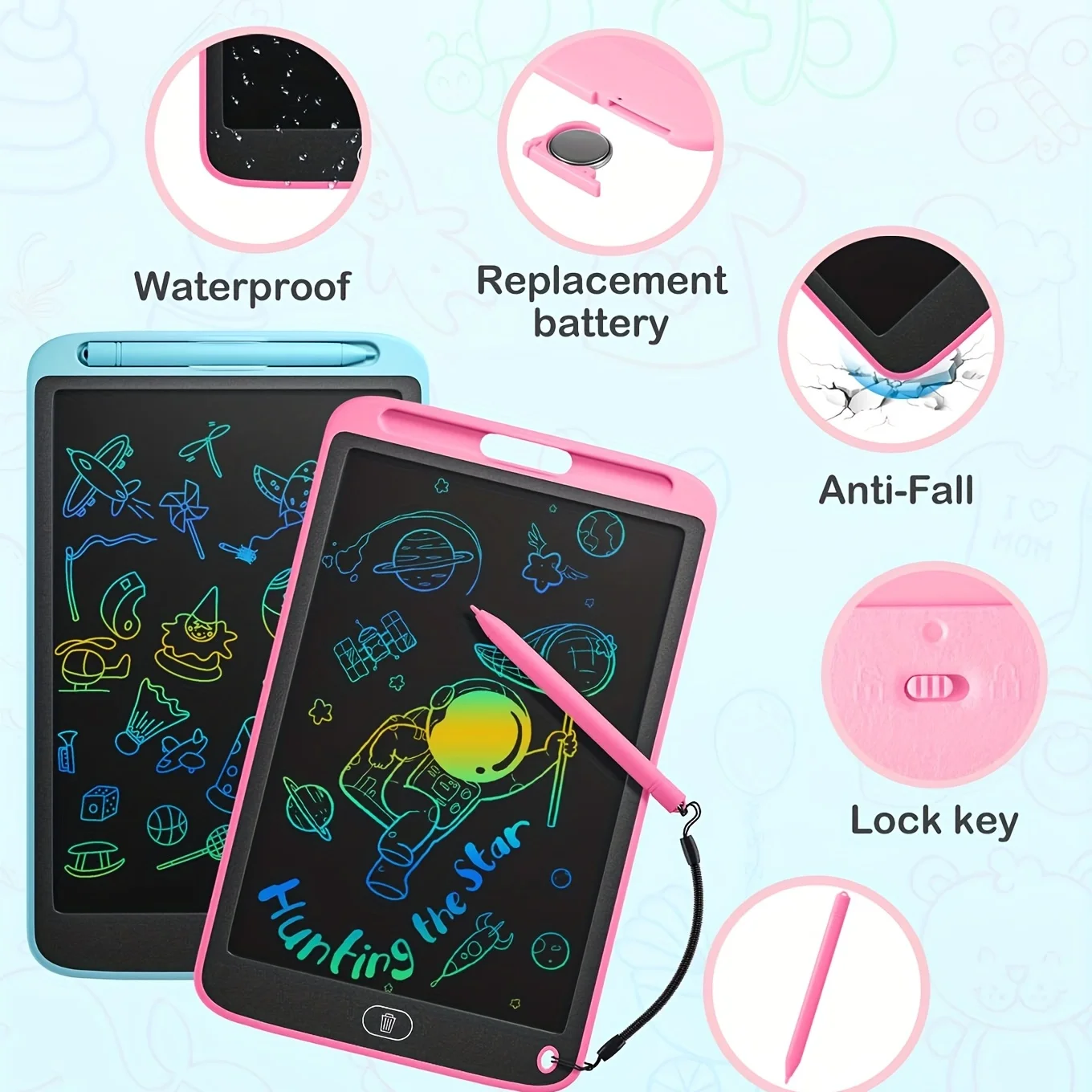 12 Inch Electronic Drawing Board, Writing Tablet For Kids, Colorful Screen Doodle Board, Erasable And Reusable Digital Drawing