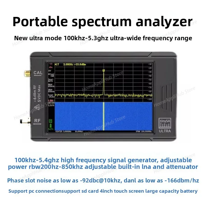 

TinySA ULTRA Handheld Spectrum Analyzer with 100k-5.3GHz High-frequency Signal and 4-inch Touch Screen