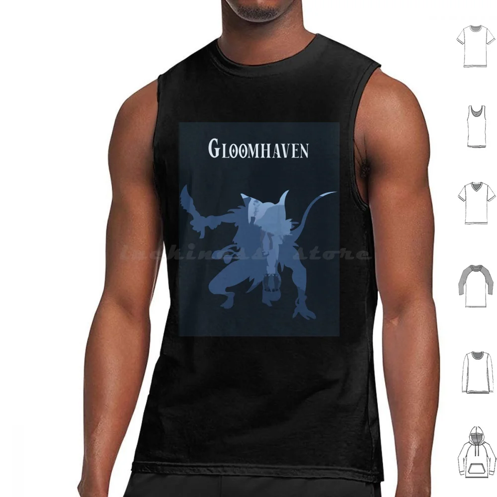 Gloomhaven Mindthief-Minimalist Silhouette Poster Style-Board Game Art Tank Tops Vest Sleeveless Minimal Design Board Game