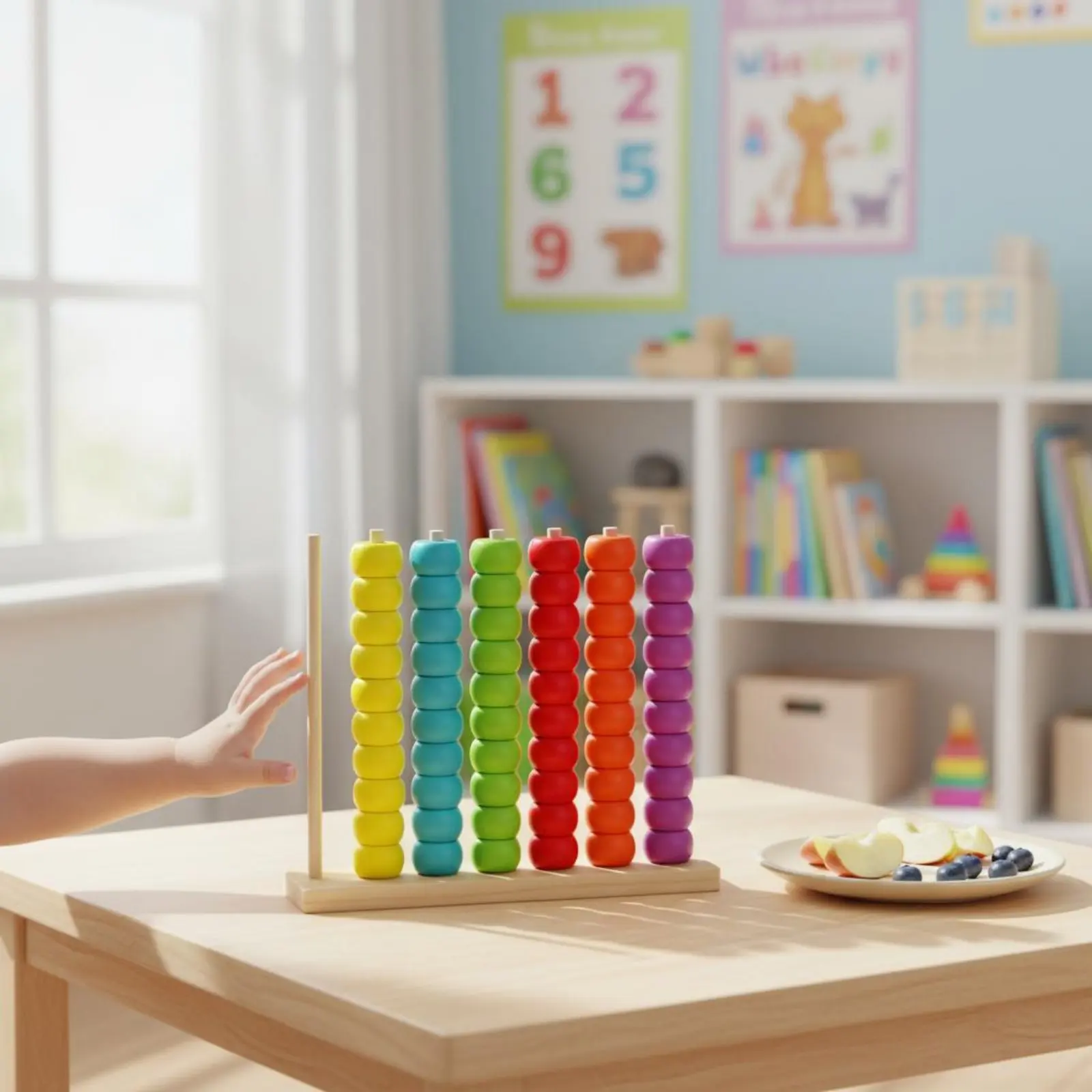 

Развивающая игрушка-счетчик из деревянных бусин для развития зрительно-моторной координации, сортировки по цвету и сборки колец, развивающая логическое мышление