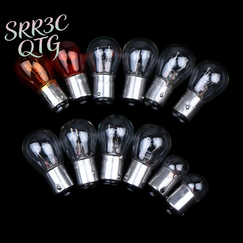 New 2Pcs 1157 1176 89 2409 2412 2410 2405 1141 1016 Car Bulbs Amber/Transparent Halogen For Turn Tail Reverse Lights 12V/24V