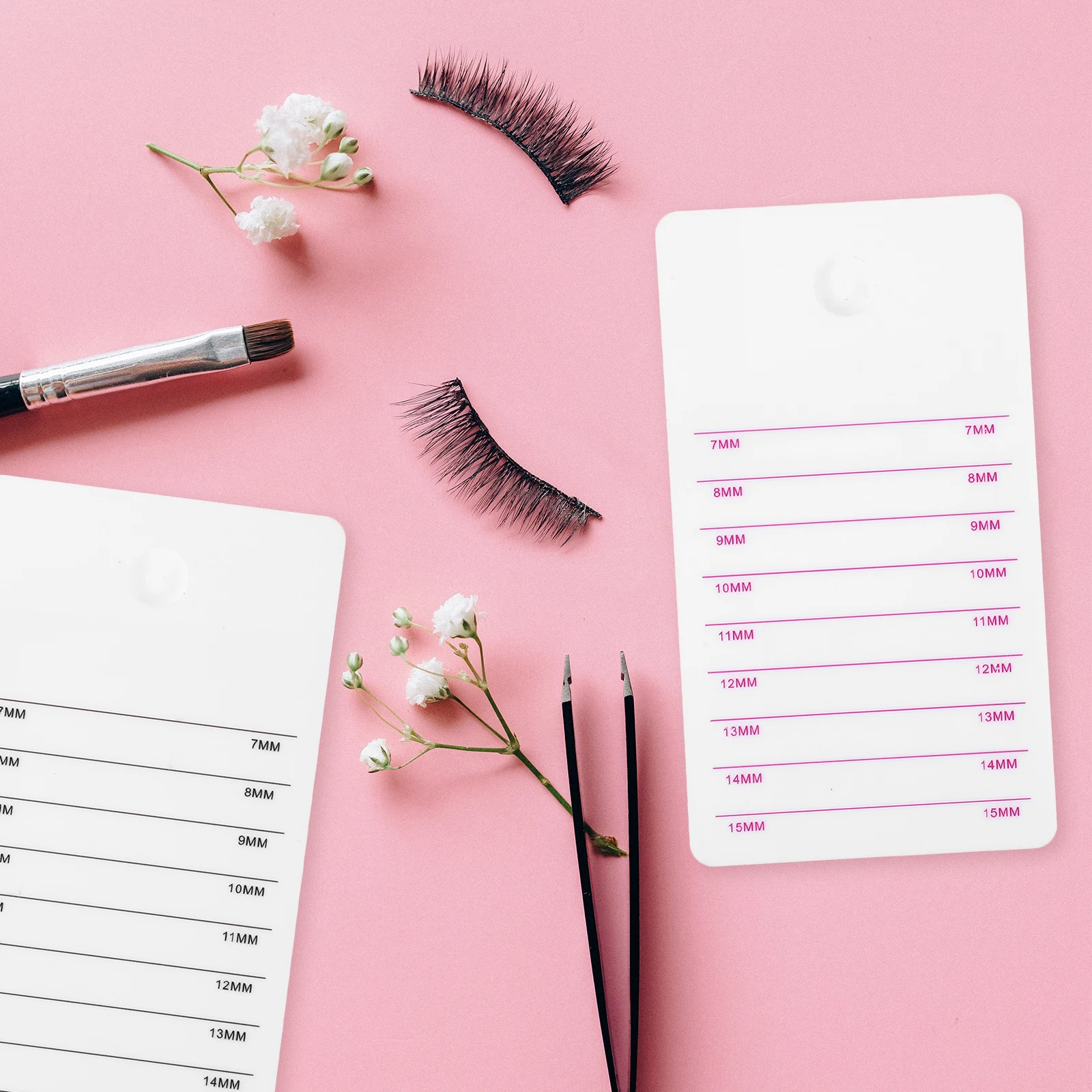 

4pcs Tray Acrylic Eyelash Storage Board With Scale False Eyelashes Organizer Extension Tool Smooth Edge Lash Pallet