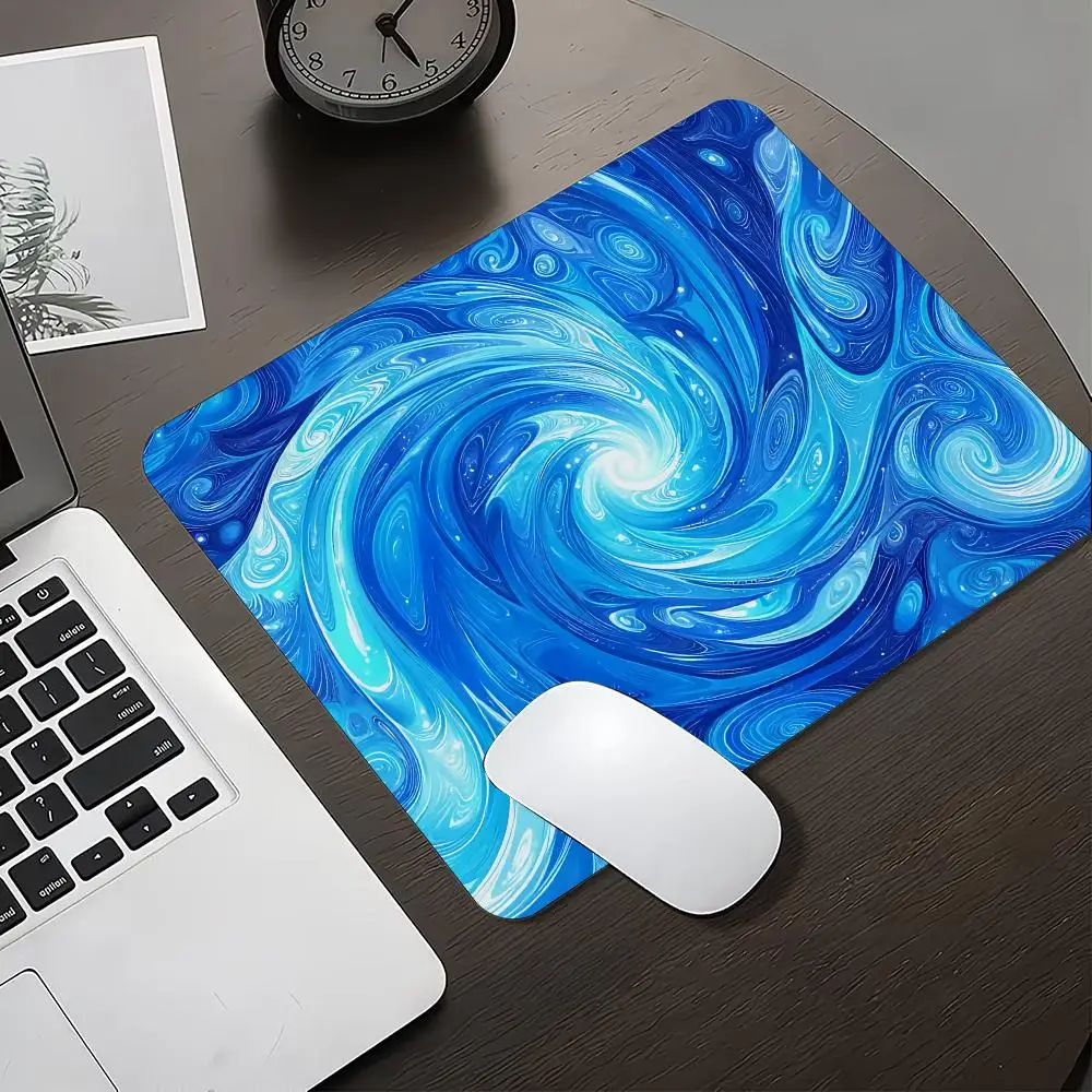 Blue vortex pattern Mouse Pad Small Office Table Mats Computer Accessories Washable Non-slip Rubber with Precision Lock Edge