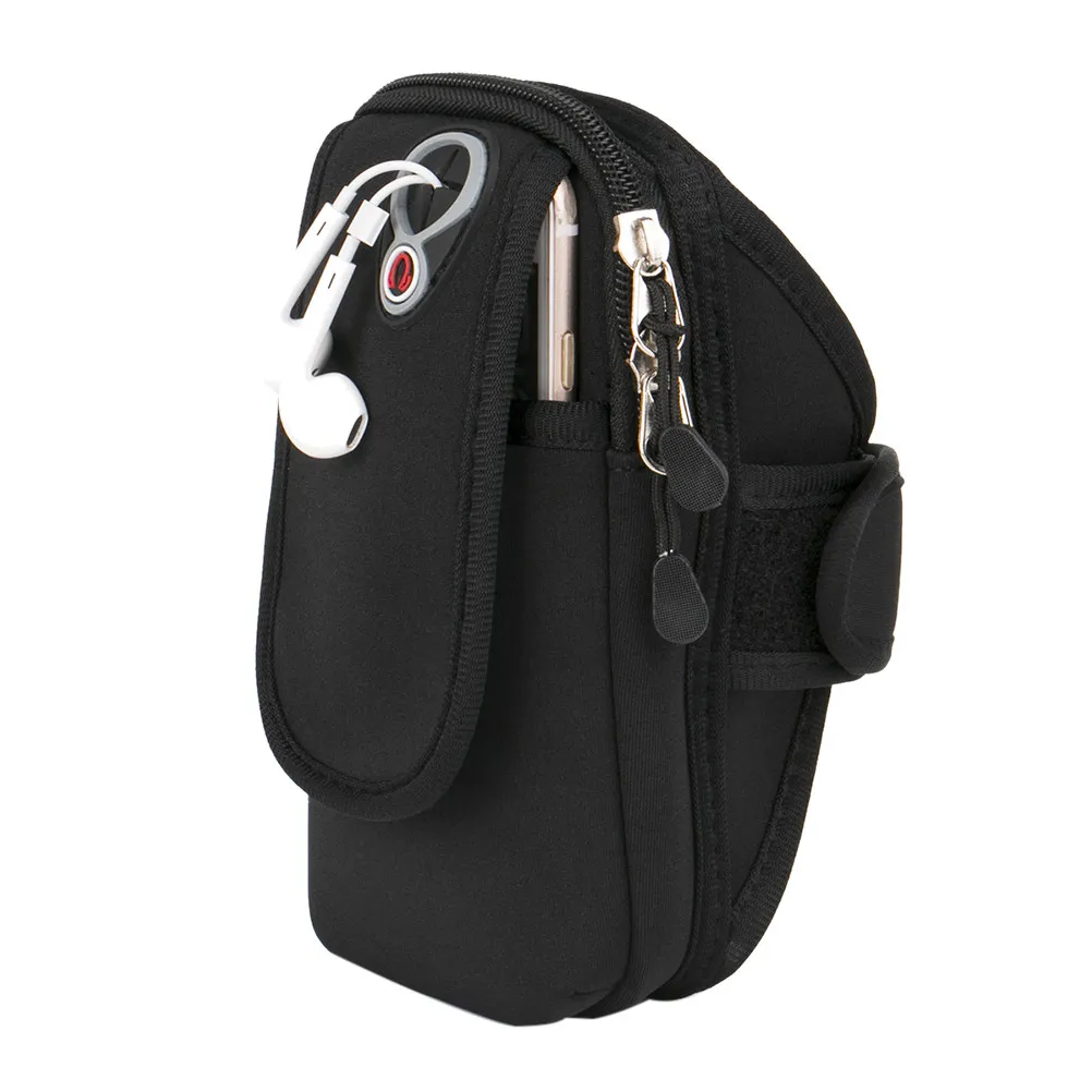 

Универсальный спортивный нарукавник черного цвета, большой, регулируемый, дышащий, водонепроницаемый, для бега, велоспорта, держатель для телефона (для телефонов до 6 дюймов)