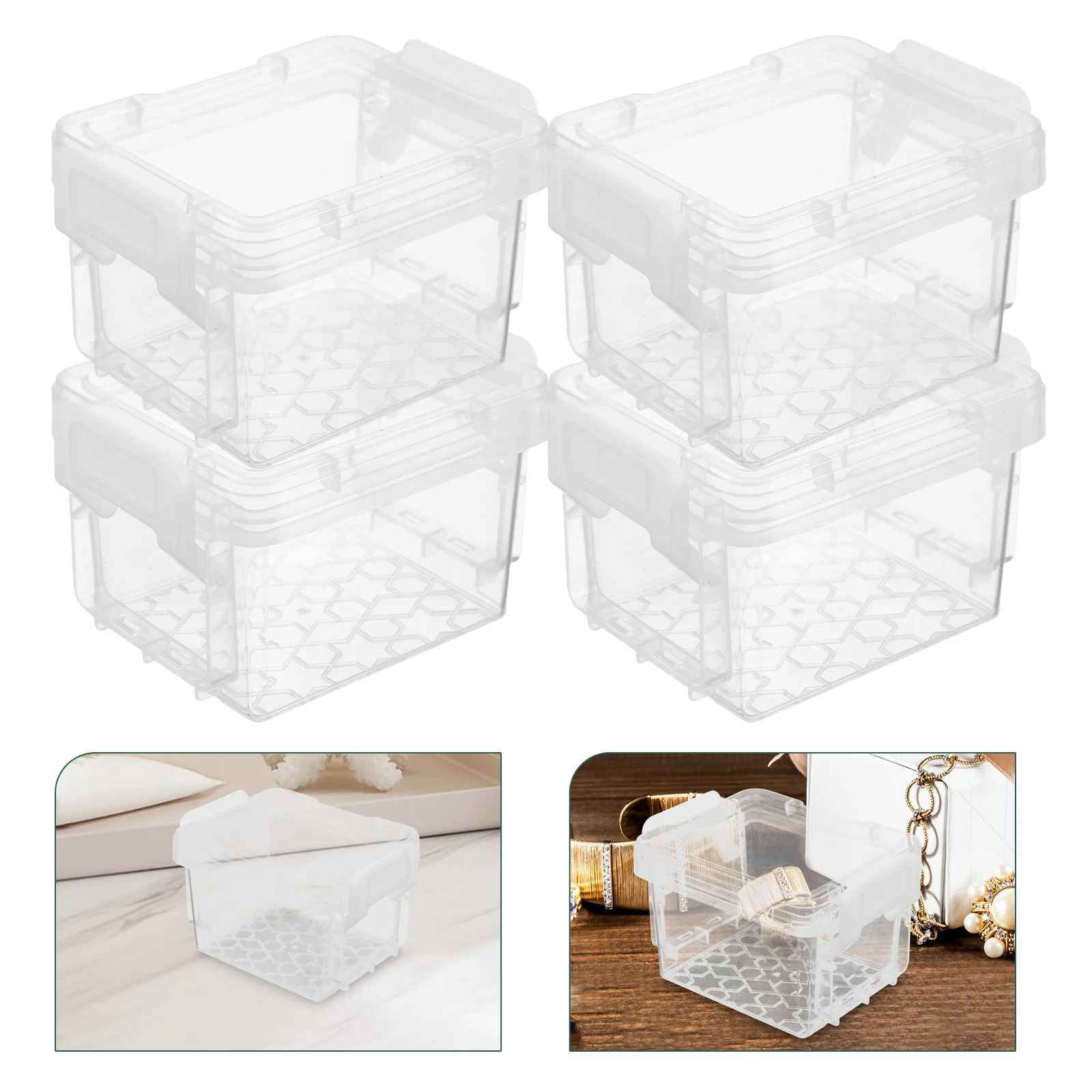

5Pcs Transparent Plastic Storage Boxes Stackable Clear Organizer Small Desktop Jewelry Sewing Office Supplies Small Plastic