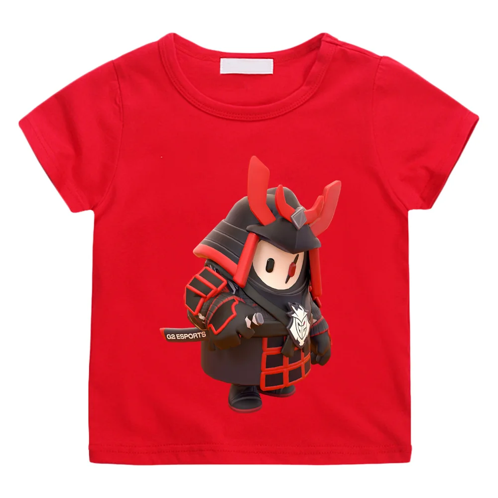 Summer Fall Guys T-Shirt Trend Cartoon Print T Shirt Kawaii Boys Cartoon Short Sleeve Baby Girls T Shirt Children's Clothes Y2k