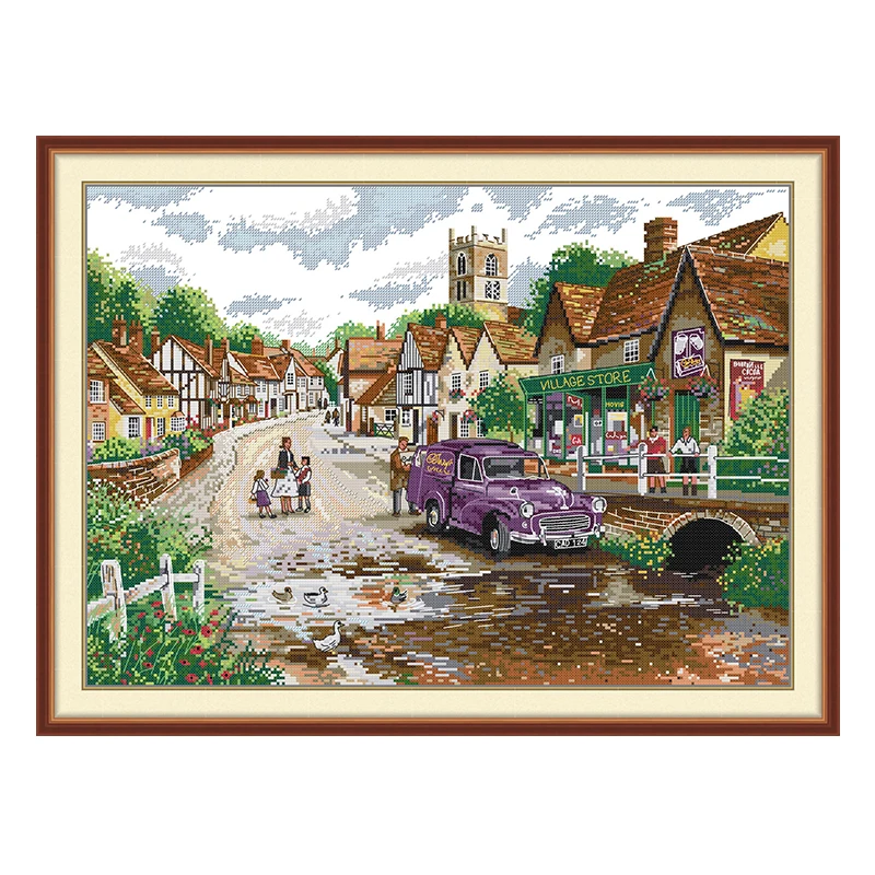 Self-driving Tour Patterns Counted Cross Stitch Set DIY 11CT 14CT 16CT HD Stamped DMC Cross-stitch Kit Embroidery Needlework