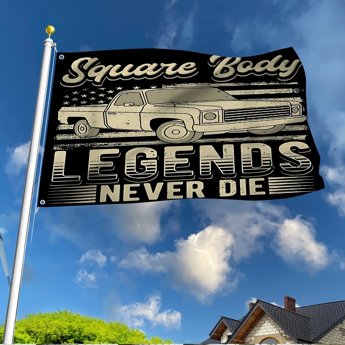 1pc Legend Never Die Square Body Banner, Durable Polyester Fabric with 2 Buttonholes, Vivid Bright Colors, Indoor Outdoor