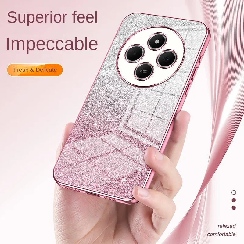 레드미 14C 노트 14 프로 플러스 4G 5G 샤오미 포코 X7 프로 5G용 투명 블링 글리터 TPU 케이스, 충격 방지 보호 커버