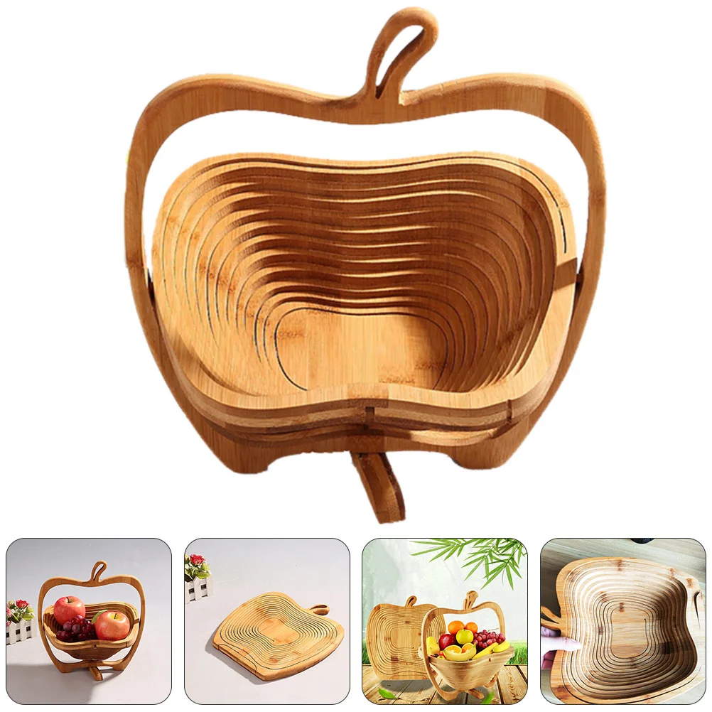 

1Pcs Ecofriendly Bamboo Fruit Basket Folding Organizer Khaki Space Saving Multipurpose Cutting Board Pot Holder