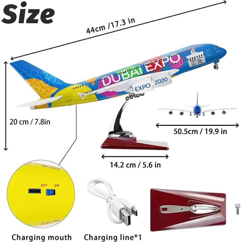 

New 1/150 Scale Emirates A380 Model Aircraft Airplane Airways Aircraft With Light Diecast Resin Collection Display Toy Gift
