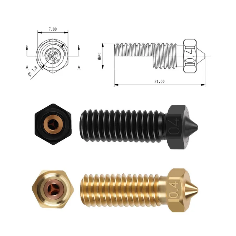 火山 CHT ノズル硬化鋼真鍮 3 穴ノズル E3D 火山 3D プリンタアクセサリー