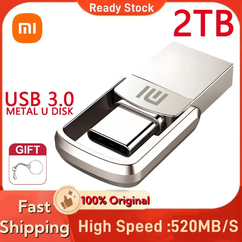 Xiaomi USB3.0 PenDrive 2TB Metal Pen Drive 1T USB Flash Drives Usb 3.0 High Speed Portable Memoria Usb Stick Flash Disk For Pc