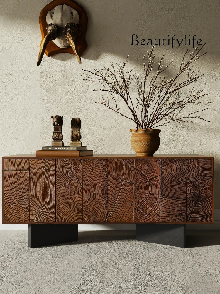 

Minimalist Creative Walnut Solid Wood Sideboard Cabinet Middle-Ancient Tea Cabinet Hallway Cabinet