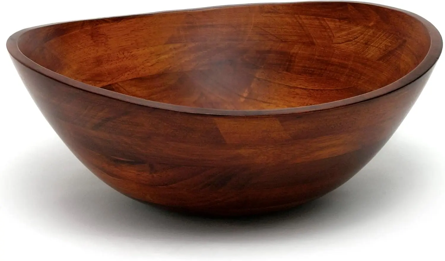 

Large Wavy Rim Serving Bowl for Salads and Fruits, Cherry Finished Rubberwood, 13 x 12.5 x 5 Inches