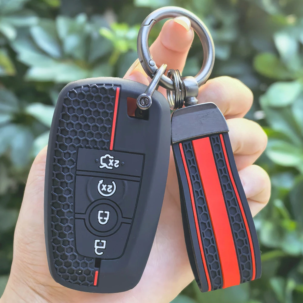 Fob Car Key Case Cover Silicone Keychain Holder Accessories for Ford Mondeo Focus Escort Edge Escape Fiesta for Lincoln Aviator