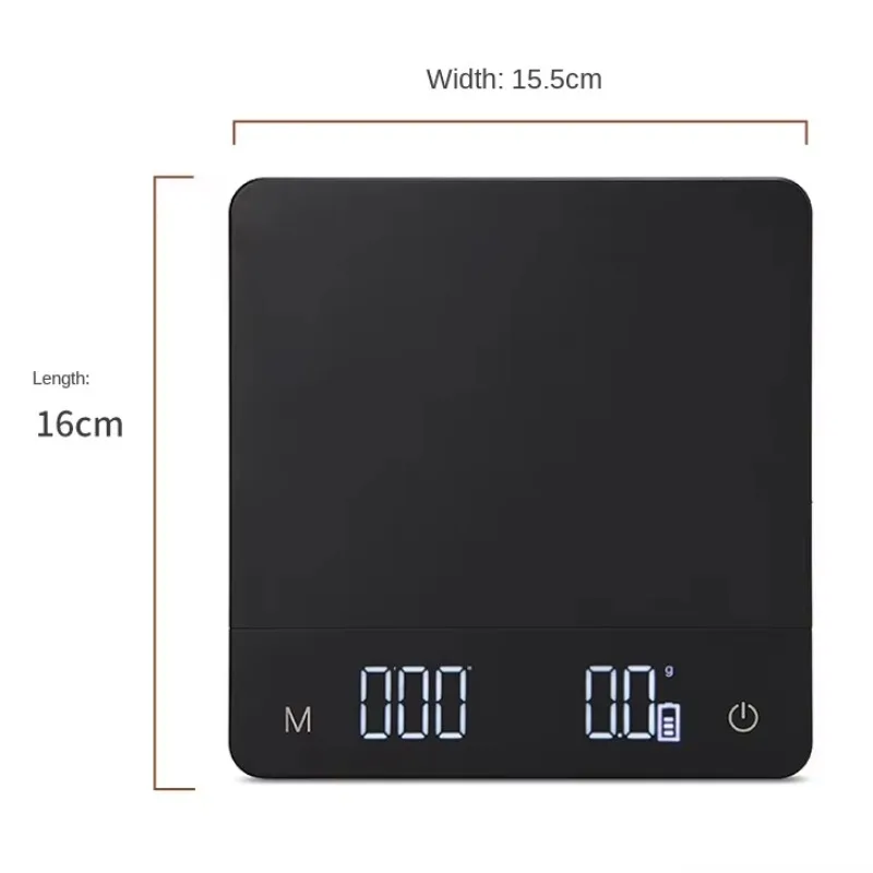 5KG 3KG 0.1g Coffee Weighing Drip Coffee Scale with Timer Digital Kitchen Scale High LCD Scale