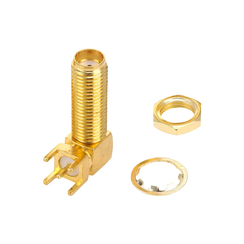 5PCS 17mm 19mm 20mm 23mm SMA Male Female Jack Connector 90 Degree Solder Edge PCB Right Angle Mount RF Copper Plug Socket
