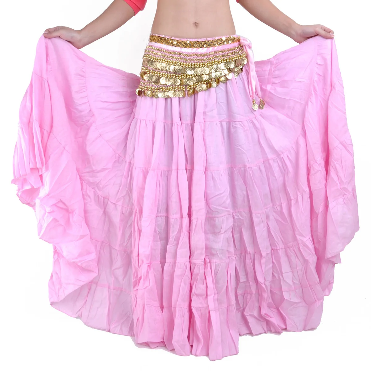 Bohemian Skirt Tribal Dance Skirt Belly Dance Swing Skirt Costume Ethnic Style (No Belt) Stage Performance Dance Accessories