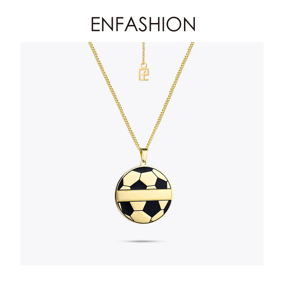 ENFASHION Personalized Engraved Custom Name Necklace Gold Color Football Necklaces Pendants Women Jewelry Collier Femme PB183003