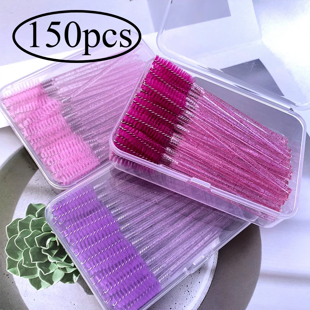 Boîte d'emballage de brosse à cils, poignée en cristal et diamant, pinceaux de maquillage, baguettes de Mascara, applicateur, fournitures d'extension de cils, 150 pièces