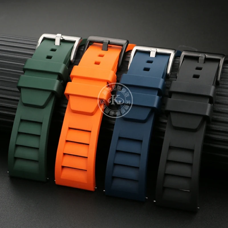 Soft Silicone Watchband for Omega Tissot Seiko No.5 SRPD63K1 Abalone Canned Fluorine Rubber Breathable Watch Strap 20mm 22mm