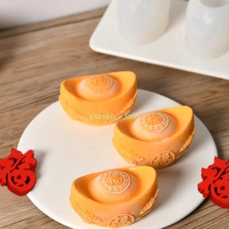 X90F Gold Ingot Silicone Molds Mousses Cake Molds Baking Decorating Tool