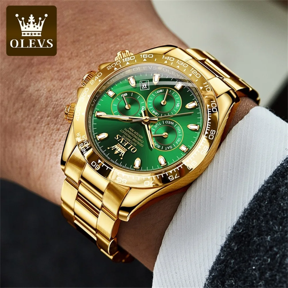 OLEVS 6638 Gold Wristwatch Luxury Automatic Mechanical Watch for Men Business TOP Brand Men\'s Watches Luminous Waterproof Watch