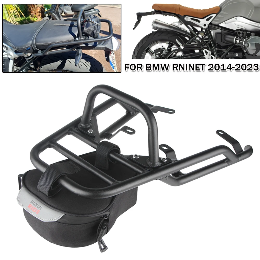 Motorcycle Rear Seat Luggage Carrier Rack With Handle Grip Tail Bag Mount For RNINET R9T R 9T Pure Racer 2014-2021 2022 2023