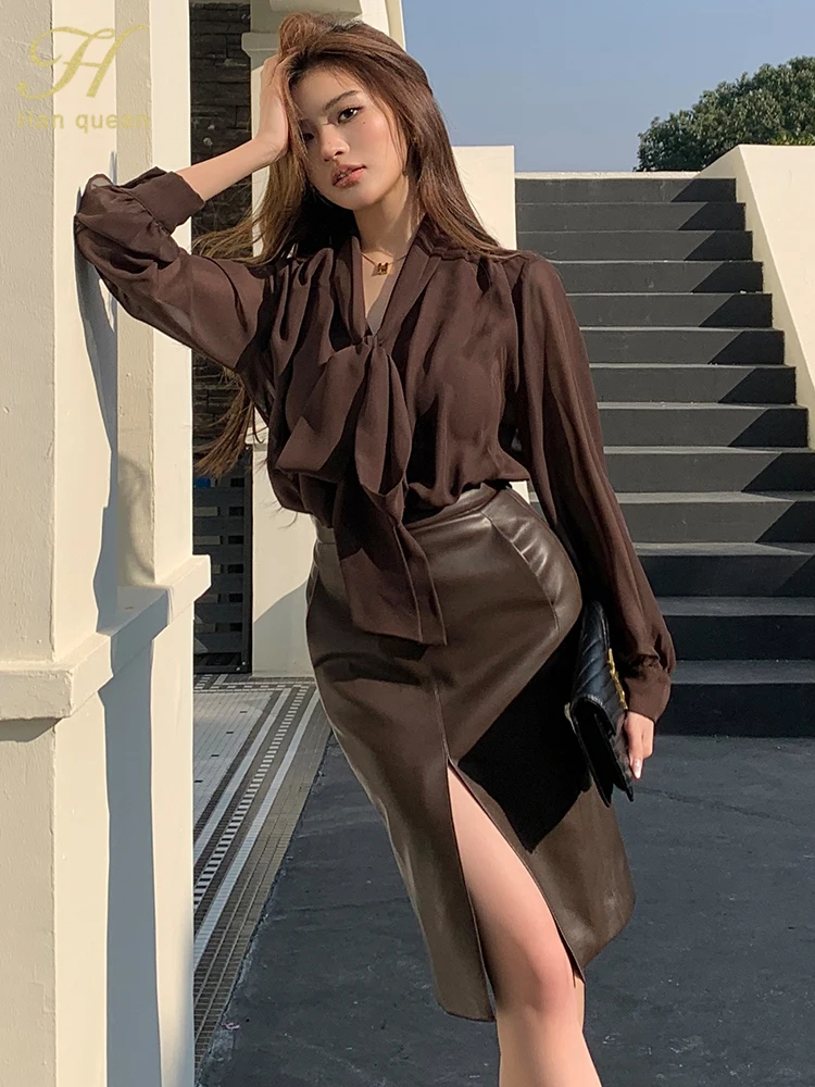 المرأة بلوزة خمر القوس أنيقة فضفاضة المرأة قمصان رسمية العمل بلايز عادية بلوزة شيفون قميص وصول جديد