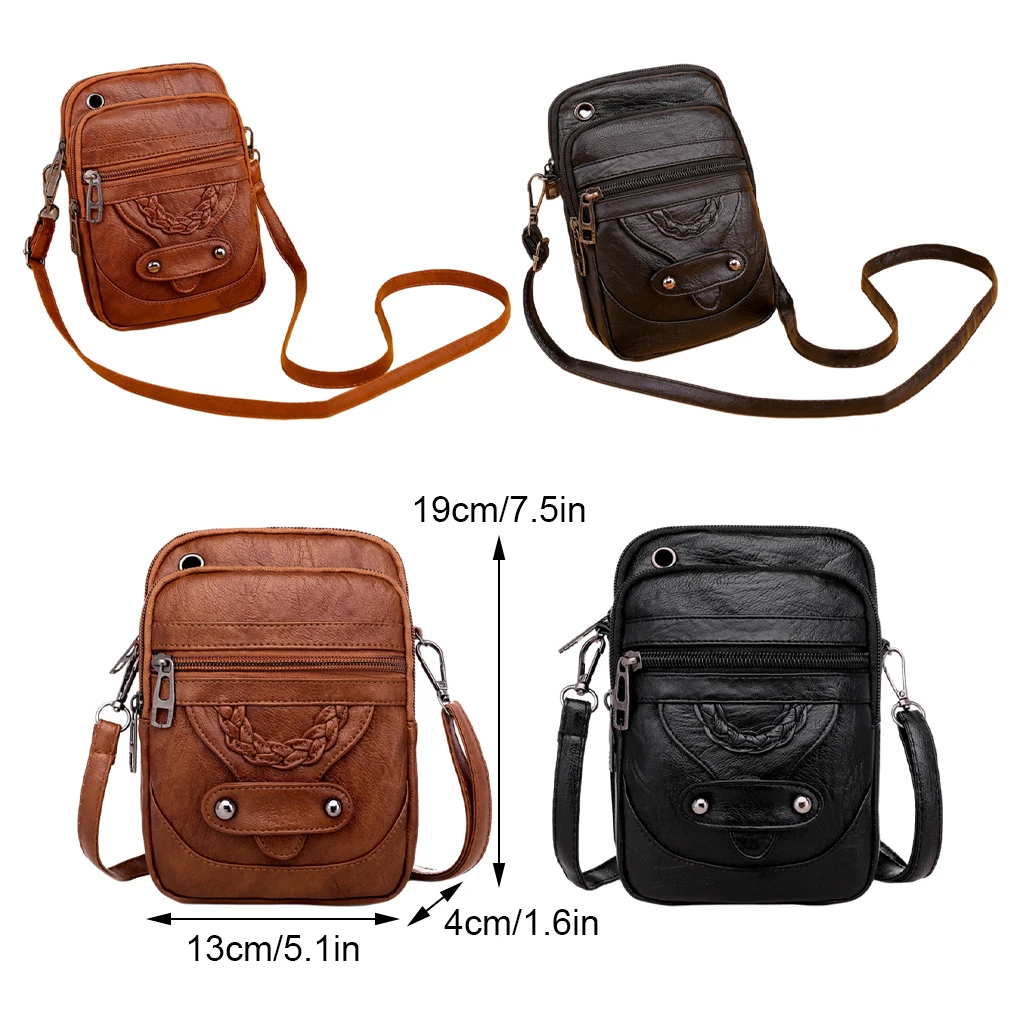 Upgraded Version of Soft PU Leather Shoulder Crossbody Bag Fashion Retro Handbag Crossbody Coin Cell Phone Bag