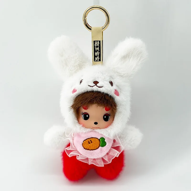 

New model ‌Monchhichi Plush Toy Keychain Funny Animal Hat Backpack Cartoon Character Pendant Car Pendant Christmas