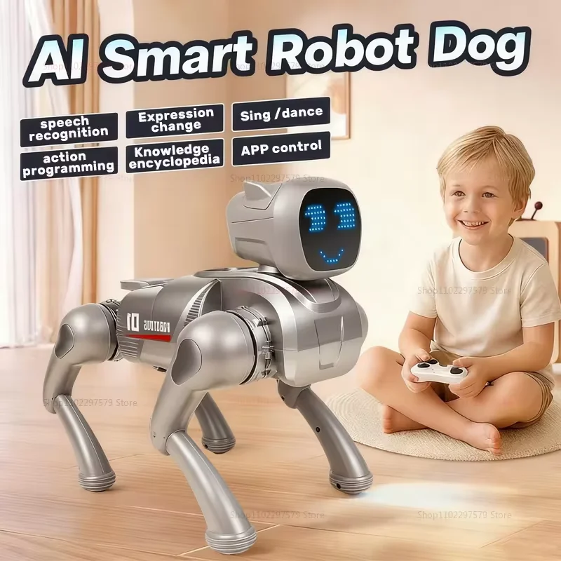 2025 nuevo perro Robot inteligente RC electrónico cantar bailar sigue inteligente interactivo acrobacias música juguetes programable cachorro niños regalos