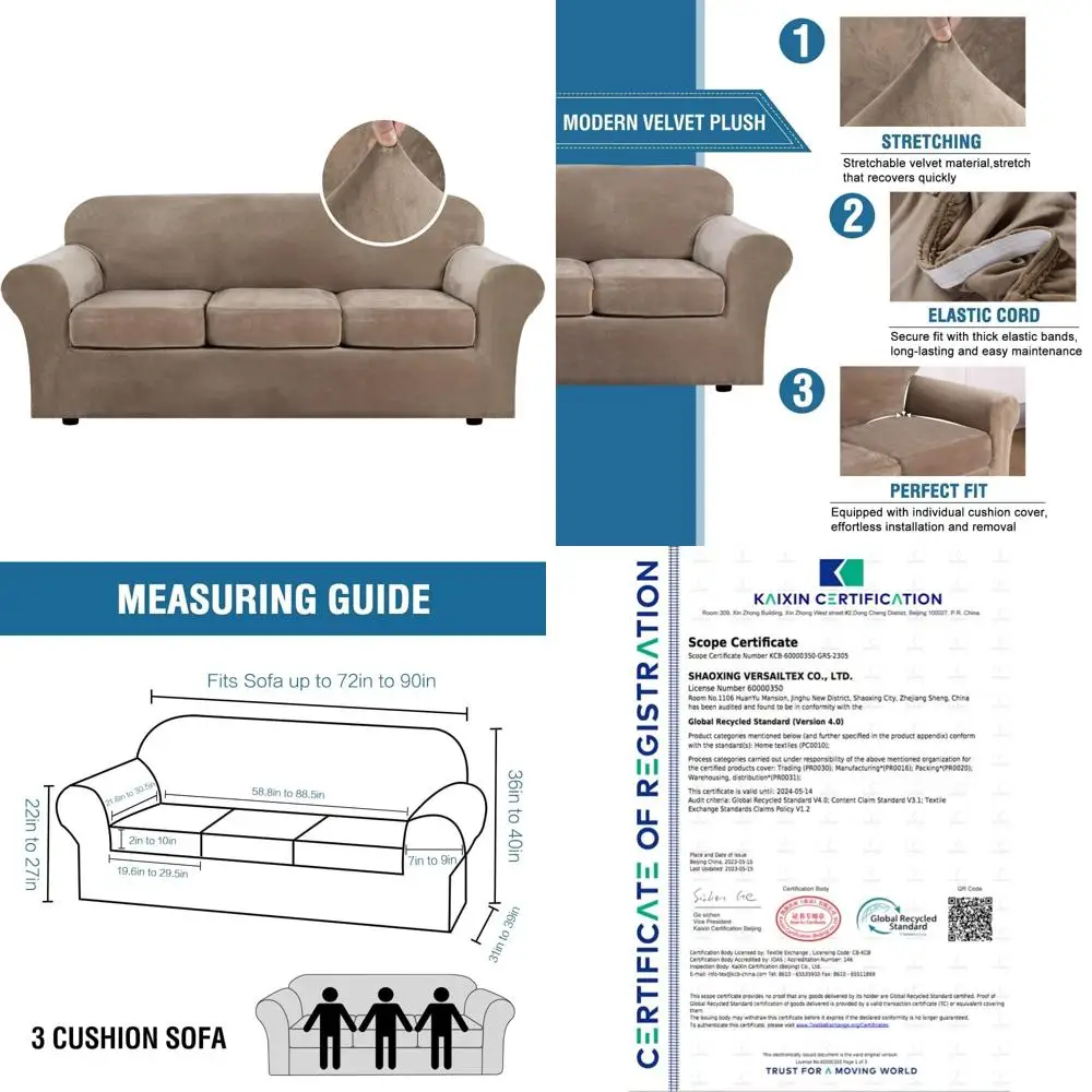 

Роскошный бархатный плюшевый чехол для дивана — высокоэластичный чехол для дивана из 4-х предметов с ремнями для защиты мебели и комфорта