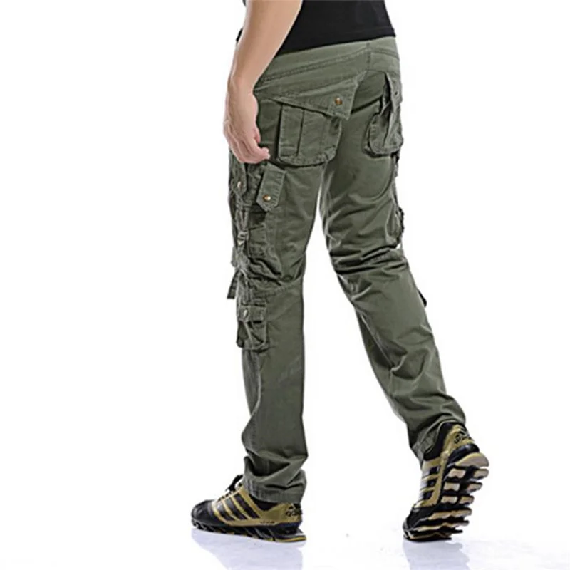 

Spring Autumn Baggy Cargo Pants Loose Men's Cotton Pocket Trousers Men Casual Overall Straight Mens Bottoms Big Size 38